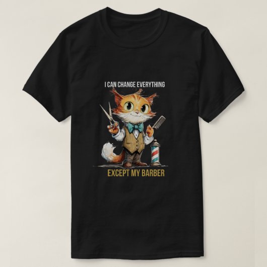 面白い猫バーバーTシャツ Tシャツ (デザイン正面)