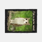 面白い猫フクロウミーム、脳回転Gen Alpha フリースブランケット (正面(横))