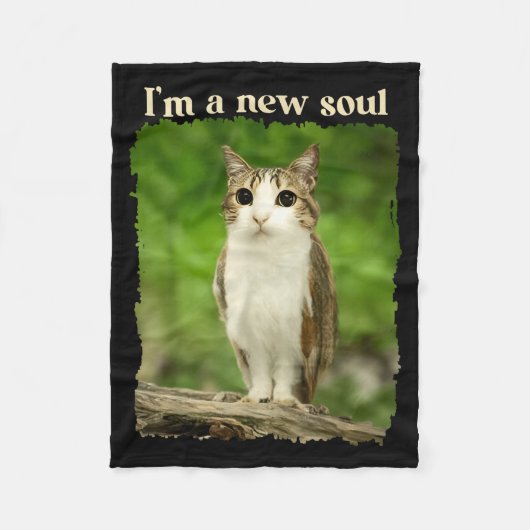 面白い猫フクロウミーム、脳回転Gen Alpha フリースブランケット (正面)