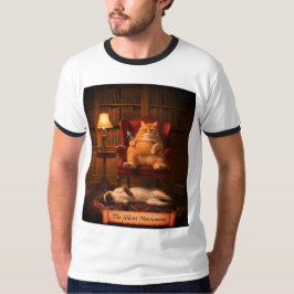 面白い猫図書館サイレント寄贈本Tシャツ Tシャツ