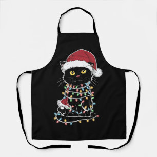 面白い猫好きのクリスマス・ライト エプロン