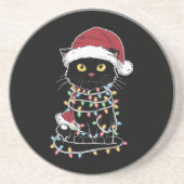 面白い猫好きのクリスマス・ライト コースター (正面)