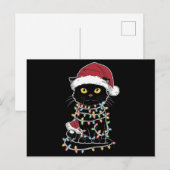 面白い猫好きのクリスマス・ライト シーズンポストカード (正面/裏面)