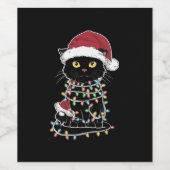 面白い猫好きのクリスマス・ライト ワインラベル (シングルラベル)