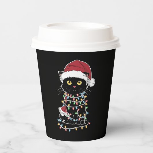 面白い猫好きのクリスマス・ライト 紙コップ (正面)