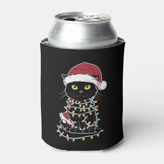 面白い猫好きのクリスマス・ライト 缶クーラー (缶正面)