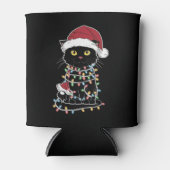 面白い猫好きのクリスマス・ライト 缶クーラー (正面)