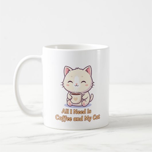 面白い猫好きコーヒーカップ、可愛い猫ママギフト コーヒーマグカップ (左)