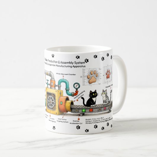 面白い猫組立機械マグ コーヒーマグカップ (正面右)