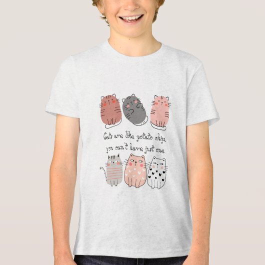 面白い猫、かわいい猫 トライブレンドＴシャツ (正面)