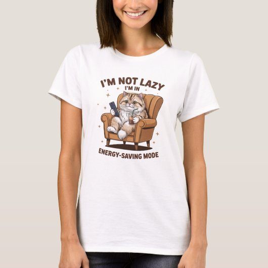面白い猫+イラっとする+生意気+怠け者 Tシャツ (正面)