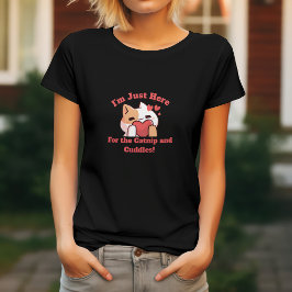 面白い猫 キャットニップとくっつき Tシャツ