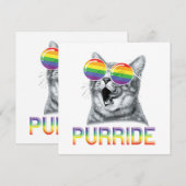 面白い猫 ゲイ プライド レインボー サングラス LGBTQ 招待状 (正面/裏面)