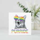 面白い猫 ゲイ プライド レインボー サングラス LGBTQ 招待状 (スタンド正面)
