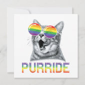 面白い猫 ゲイ プライド レインボー サングラス LGBTQ 招待状 (裏面)