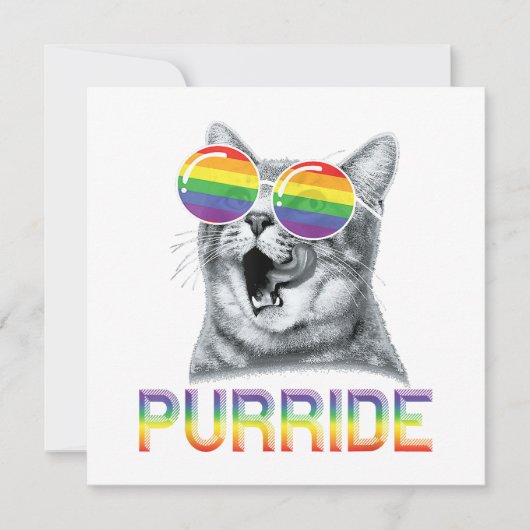 面白い猫 ゲイ プライド レインボー サングラス LGBTQ 招待状 (正面)