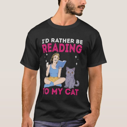 面白い猫、コーヒーと本 猫 コーヒー 本 デザイン Tシャツ (正面)