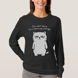 面白い猫 サラリーマン風刺 ガールズコミカルデザイン Tシャツ