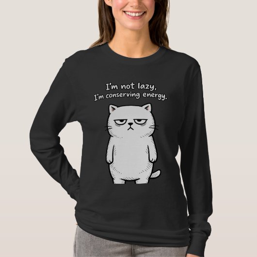 面白い猫 サラリーマン風刺 ガールズコミカルデザイン Tシャツ (正面)