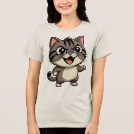 面白い猫 - トライブレンドTシャツ