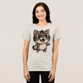 面白い猫 - トライブレンドTシャツ (正面全面)