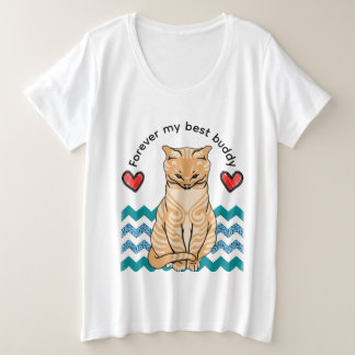 面白い猫 プラスサイズTシャツ