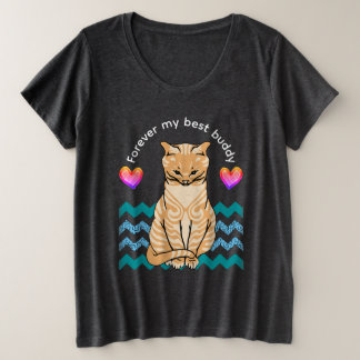 面白い猫 プラスサイズTシャツ