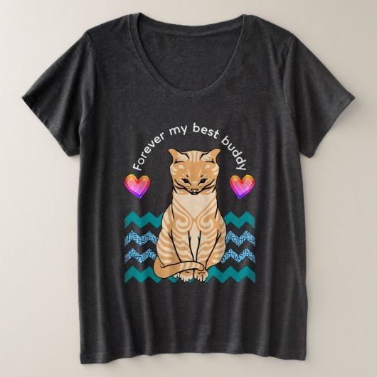 面白い猫 プラスサイズTシャツ (デザイン正面)