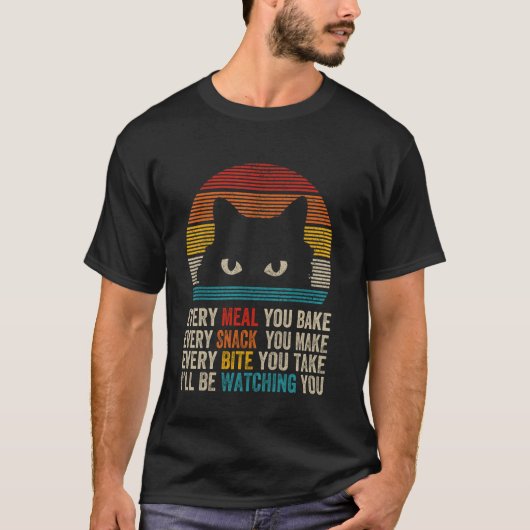 面白い猫, レトロ猫の飼い主, 猫のユーモア, 猫好き Tシャツ (正面)