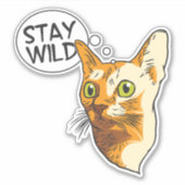 面白い猫、ワイルドに生きる動物ペット子猫 シール (正面)