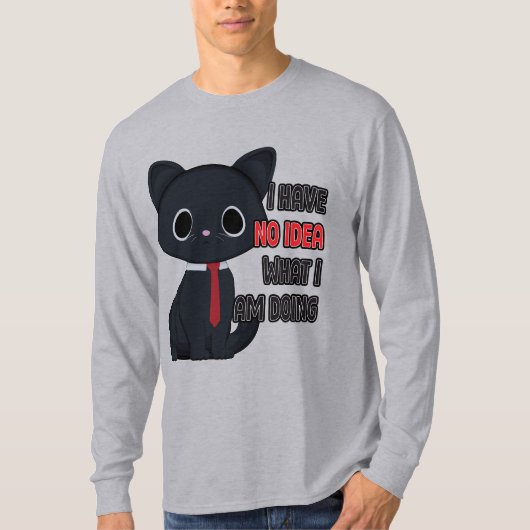 面白い猫 何をしているのかわからない Tシャツ (正面)