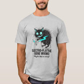 面白い猫 電気遊び グラフィック Tシャツ (正面)