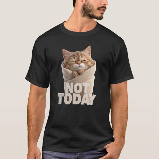 面白い猫Tシャツ｜今日はやる気なし猫 Tシャツ (正面)