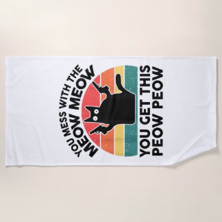 面白い猫Tシャツ 私に喧嘩を売る猫好きギフト ビーチタオル