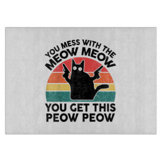 面白い猫Tシャツ 私に喧嘩を売る猫好き ギフト カッティングボード