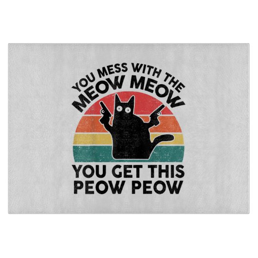 面白い猫Tシャツ 私に喧嘩を売る猫好き ギフト カッティングボード (正面)