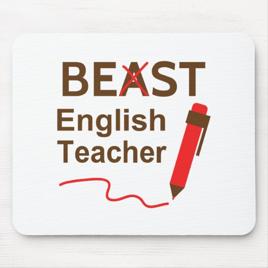 面白い獣または最高の英語教師 マウスパッド (正面)