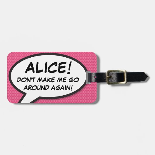 面白い現代的なピンクのカスタマイズされたスピーチバブル ラゲッジタグ (正面横)