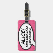 面白い現代的なピンクのカスタマイズされたスピーチバブル ラゲッジタグ (正面縦)