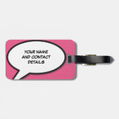 面白い現代的なピンクのカスタマイズされたスピーチバブル ラゲッジタグ (裏面横)