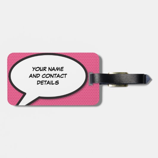 面白い現代的なピンクのカスタマイズされたスピーチバブル ラゲッジタグ (裏面横)