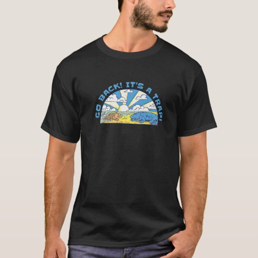 面白い生命の進化の歴史 魚 ワニ 科学 Tシャツ (正面)