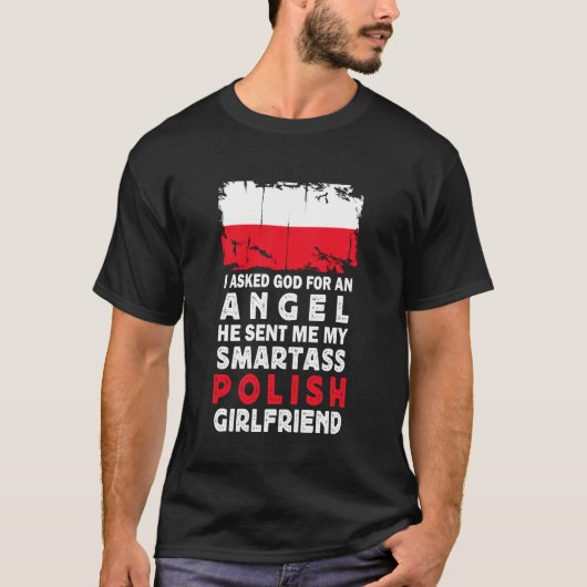 面白い生意気なポーランド人彼女 ポーランドの国旗 Tシャツ (正面)