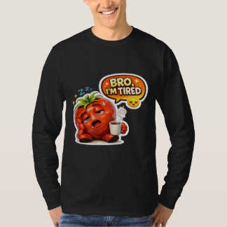 面白い疲れたトマトの兄弟私は疲れているかわいい眠いキャラクター Tシャツ