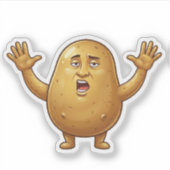 面白い疲れたポテトのキャラクター シール (正面)