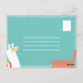 面白い白いアルパカの旅 ポストカード (裏面)