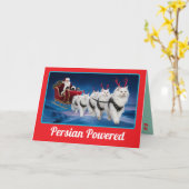 面白い白いペルシャ猫のクリスマス休日 カード (黄色い花)