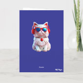 面白い白いペルシャ猫のグラつきデザイン カード (裏面)