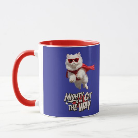 面白い白いペルシャ猫のマグカップ マグカップ (左)