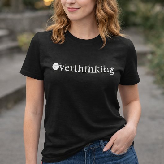 面白い白文字の考えすぎる女性Tシャツ Tシャツ